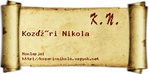 Kozári Nikola névjegykártya